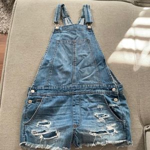 American Eagle Denim Distressed Overalls
